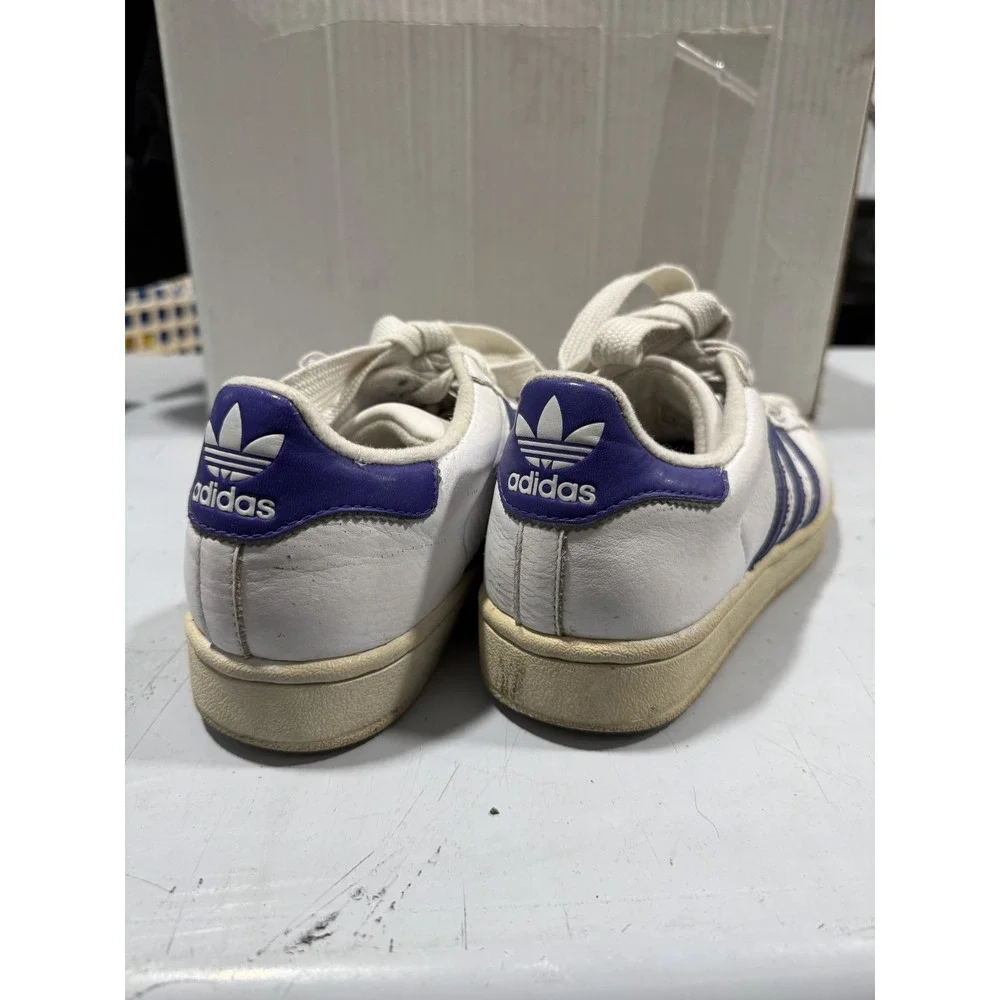 Vintage Adidas White Purple Shell Toe 90s Sneakers Athletic Shoes Size 6